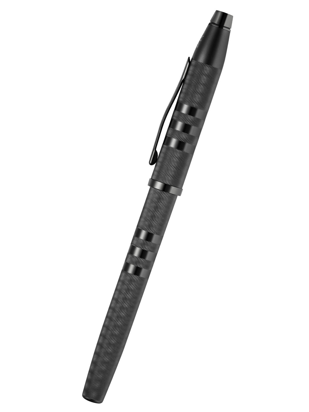 Century II Midnight Black rollerball pen with textured grip and metal clip on Tampa Home & Garden Store