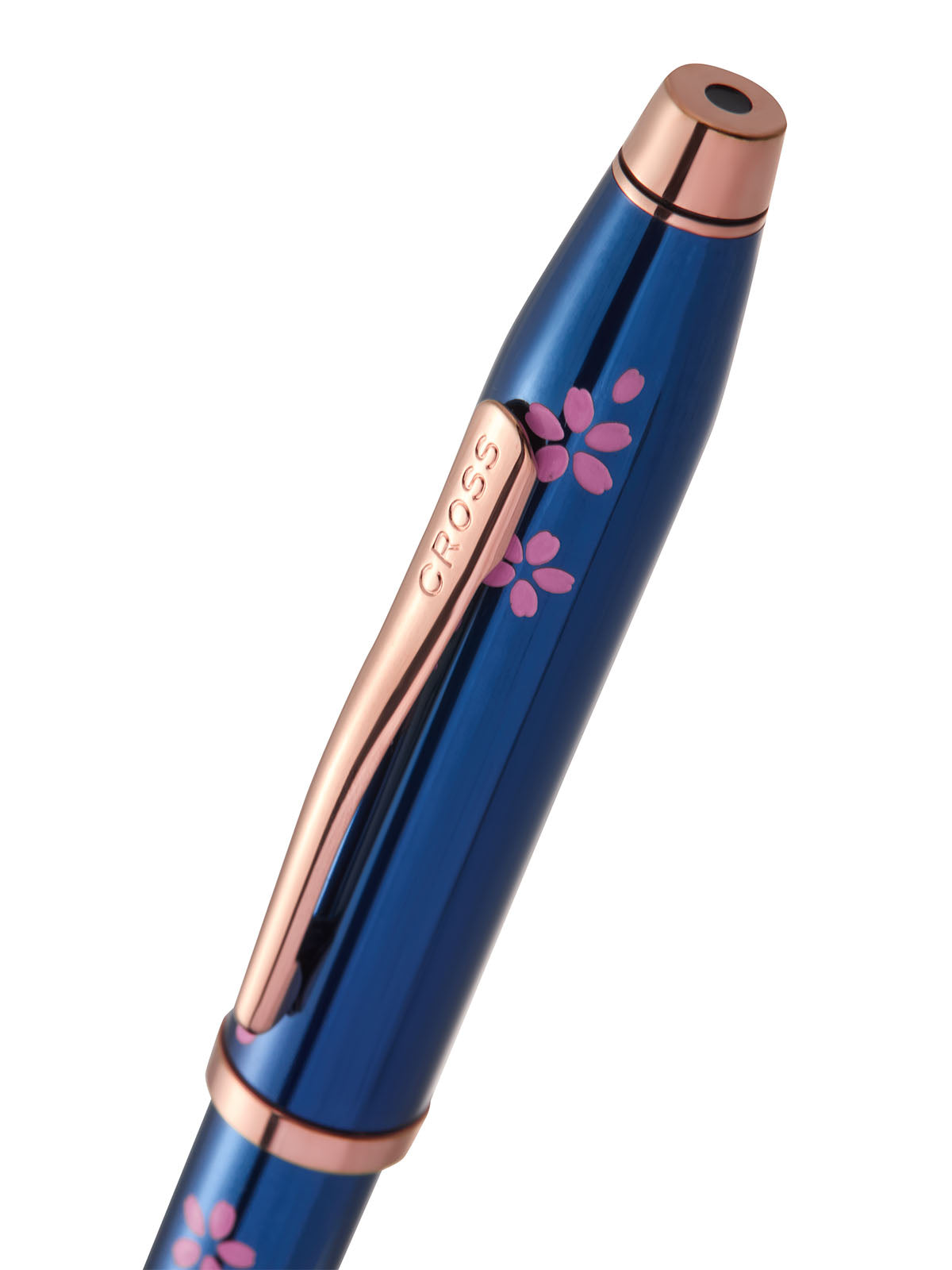 Cross Century II Cherry Blossom blue lacquer fountain pen with rose gold clip and pink blossoms on Tampa Home & Garden Store