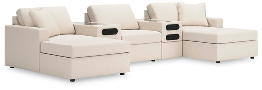 Modmax Stationary Sectional Oyster beige with built-in cup holders by Unique Piece Furniture on Tampa Home & Garden Store