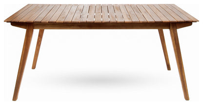Outdoor Acacia wood Taiga 69 Table with teak finish, slatted top and angled legs on Tampa Home & Garden Store