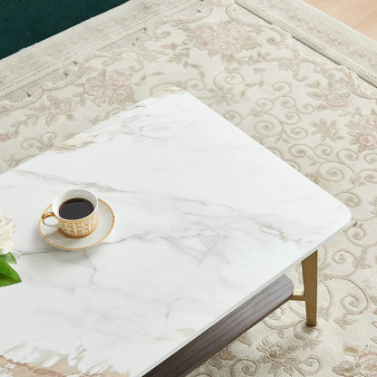 Coffee Table for Living Room, Golden White