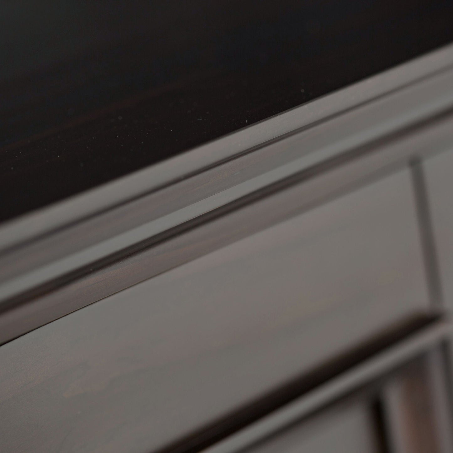 Amherst low storage cabinet top edge in dark finish with metal trim by HouseOfZazla on Tampa Home & Garden Store
