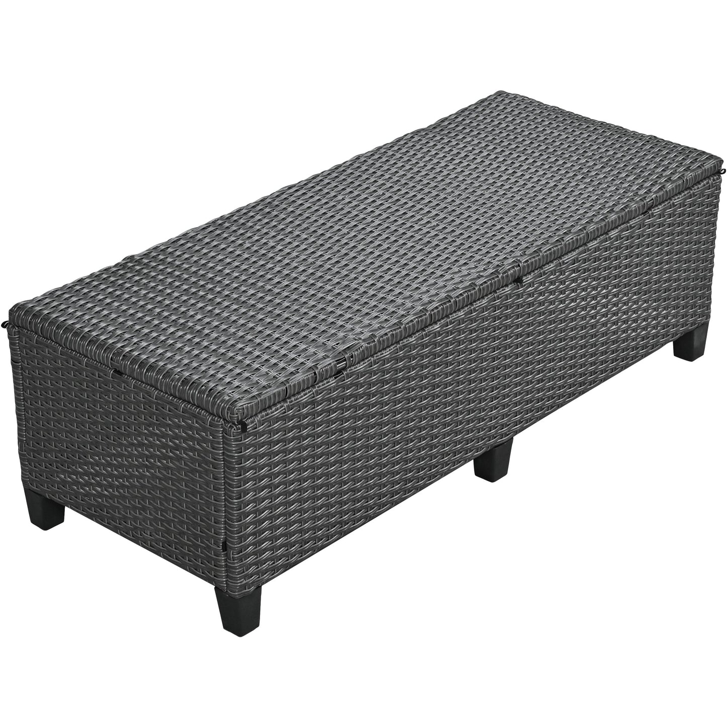Tomax 5-Piece Outdoor Rattan Sofa Set dark gray wicker storage ottoman by HouseOfZazla on Tampa Home & Garden Store