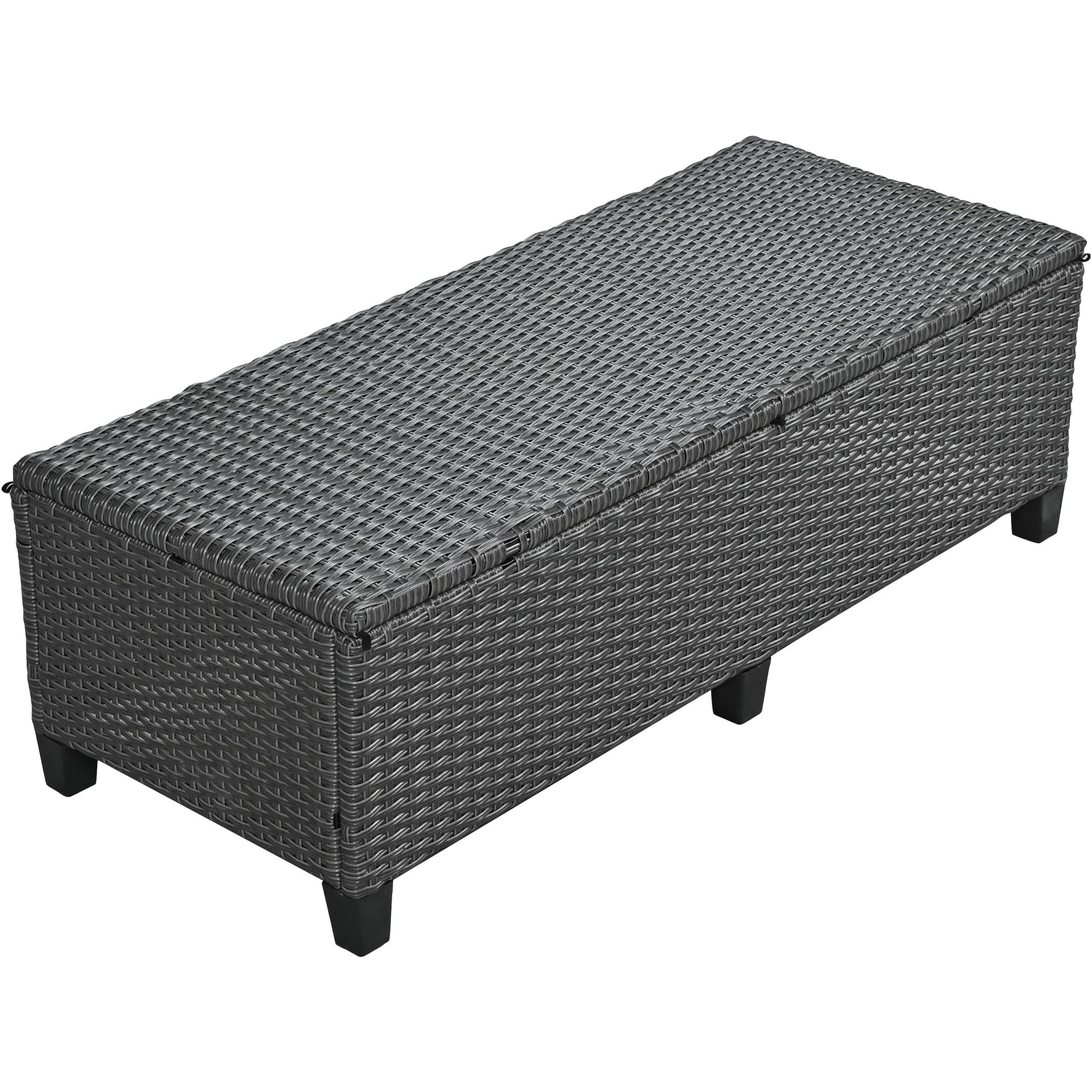 Tomax 5-Piece Outdoor Rattan Sofa Set dark gray wicker storage ottoman by HouseOfZazla on Tampa Home & Garden Store