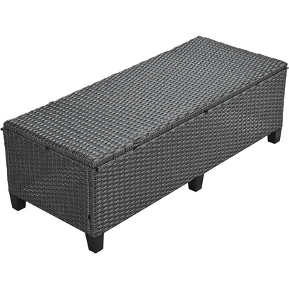 Tomax 5-Piece Outdoor Rattan Sofa Set dark gray wicker storage ottoman by HouseOfZazla on Tampa Home & Garden Store