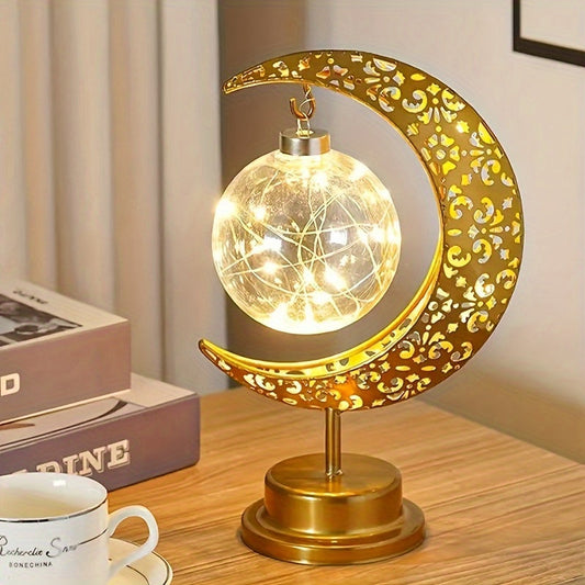 Crescent Moon LED Table Lamp – Festive Decorative Light for Home & Celebration - Tampa Home & Garden Store