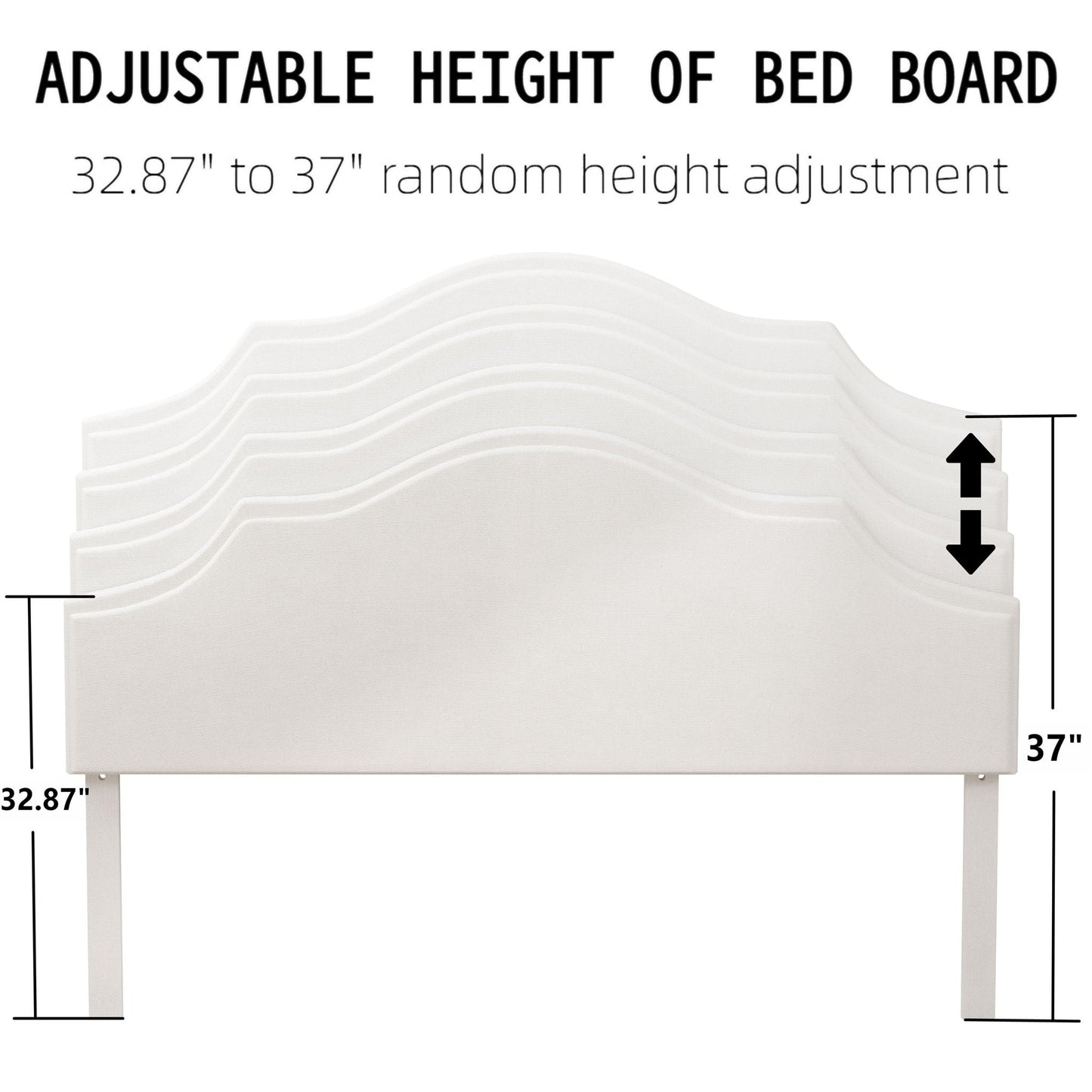 King Upholstered Platform Bed Frame in White