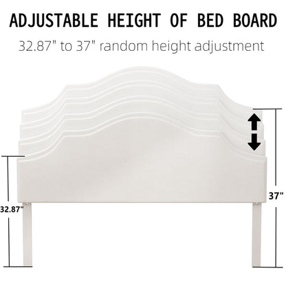 King Upholstered Platform Bed Frame in White