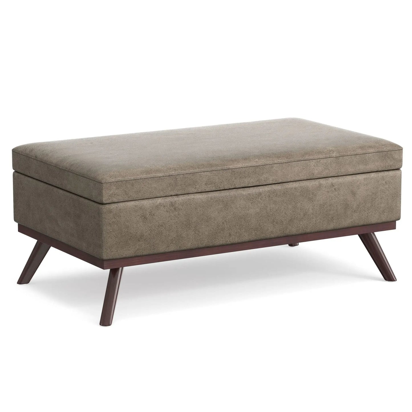 Owen Square Coffee Table Ottoman in taupe fabric with wood legs on Tampa Home & Garden Store