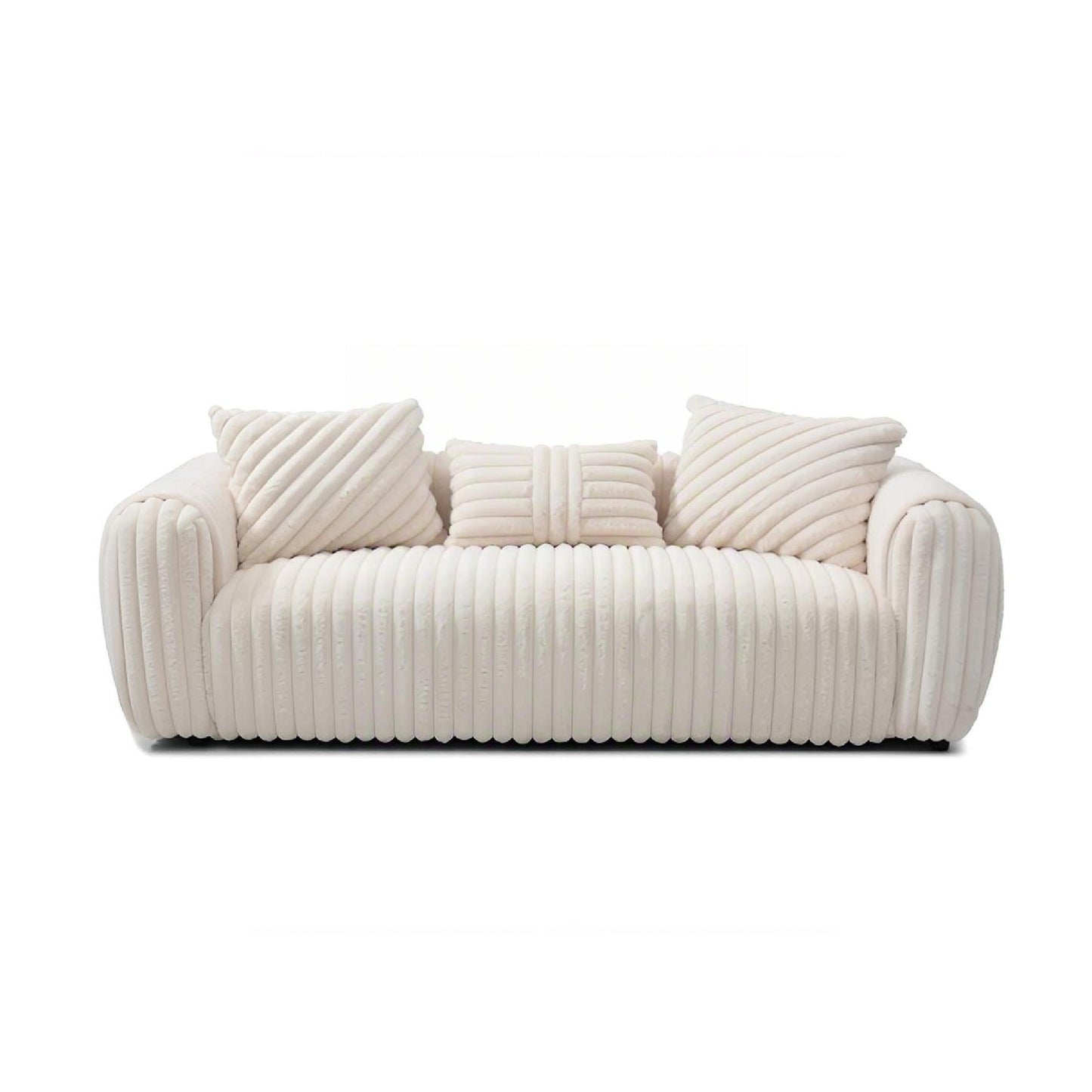 Cancun White Boucle Sofa and Plush Comfort