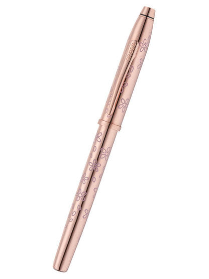 Cross Century II Cherry Blossom rose gold ballpoint pen with purple blossom pattern, 2 pens on Tampa Home & Garden Store