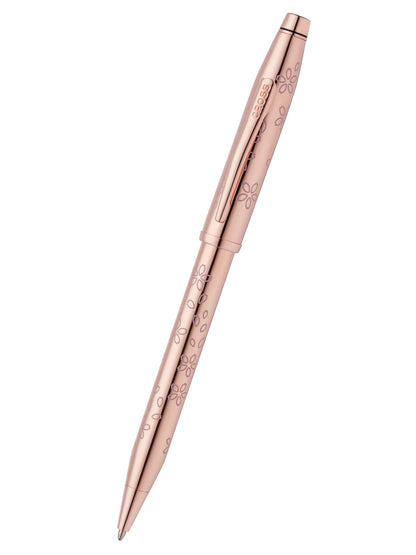 Century II Cherry Blossom Rose Gold Plated Ballpoint Pen by A.T. Cross with blossom motif on Tampa Home & Garden Store