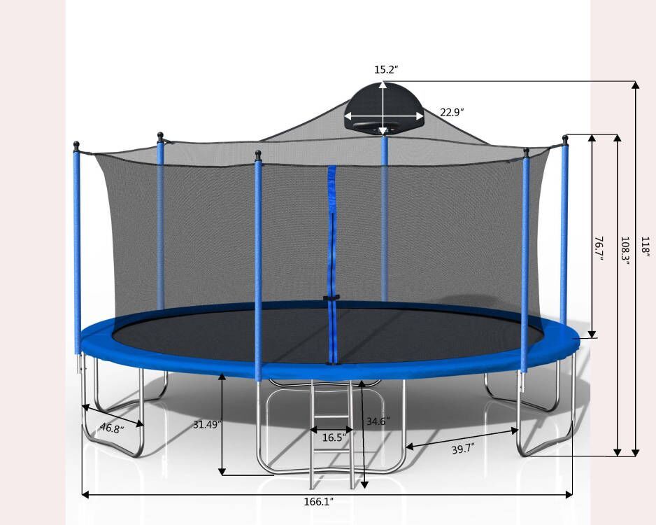 14ft Trampoline with a Basketball Hoop and Net