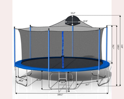 14ft Trampoline with a Basketball Hoop and Net