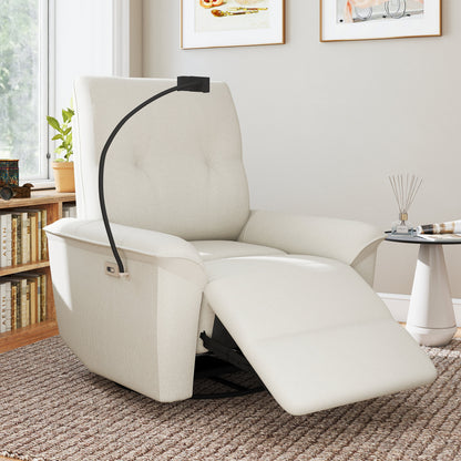 270° Power Swivel Rocker Recliner Chair with Phone Holder in beige fabric on Tampa Home & Garden Store