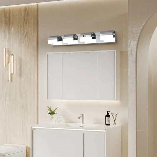 Modern Bathroom Vanity Lighting 4-Light LED chrome wall-mount fixture over bathroom mirror on Tampa Home & Garden Store