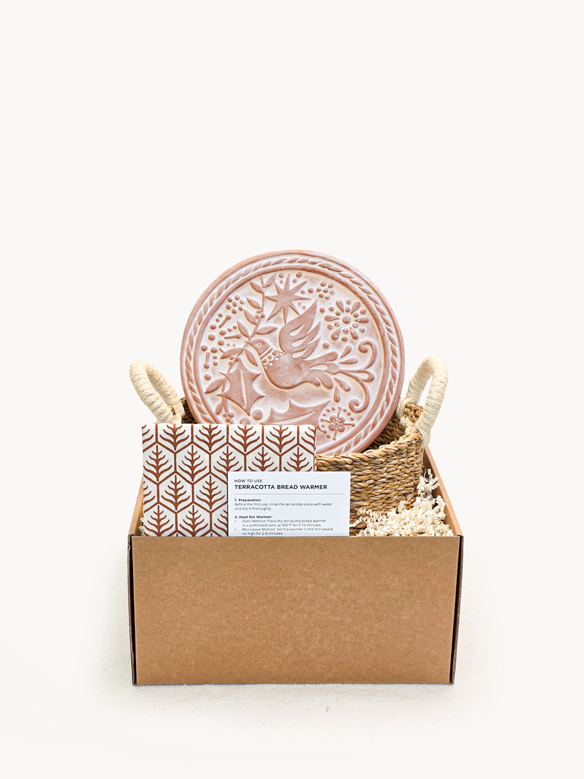 Bread Warmer & Basket Gift Set with Tea Towel - Bird Round