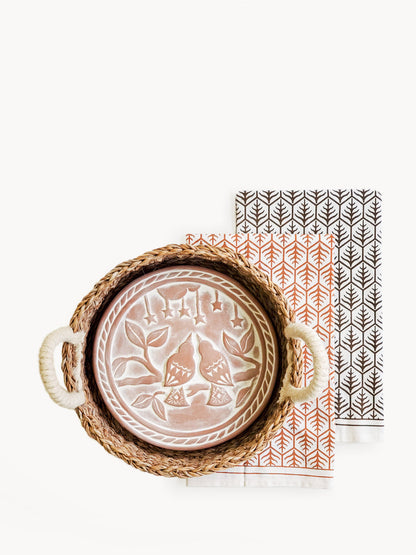 Coffret cadeau chauffe-pain et panier avec torchon - Lovebird Round