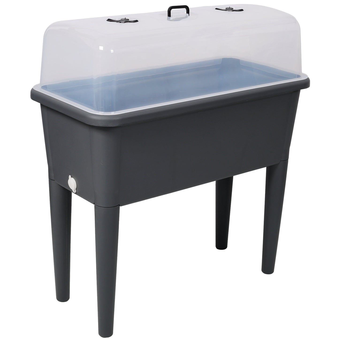 Raised Garden Bed with Ventilated Lid by HouseOfZazla, dark gray with clear lid on Tampa Home & Garden Store