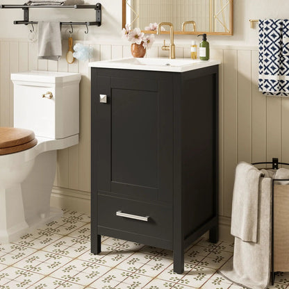 Bathroom Vanity Ceramic Sink and Divider Drawer