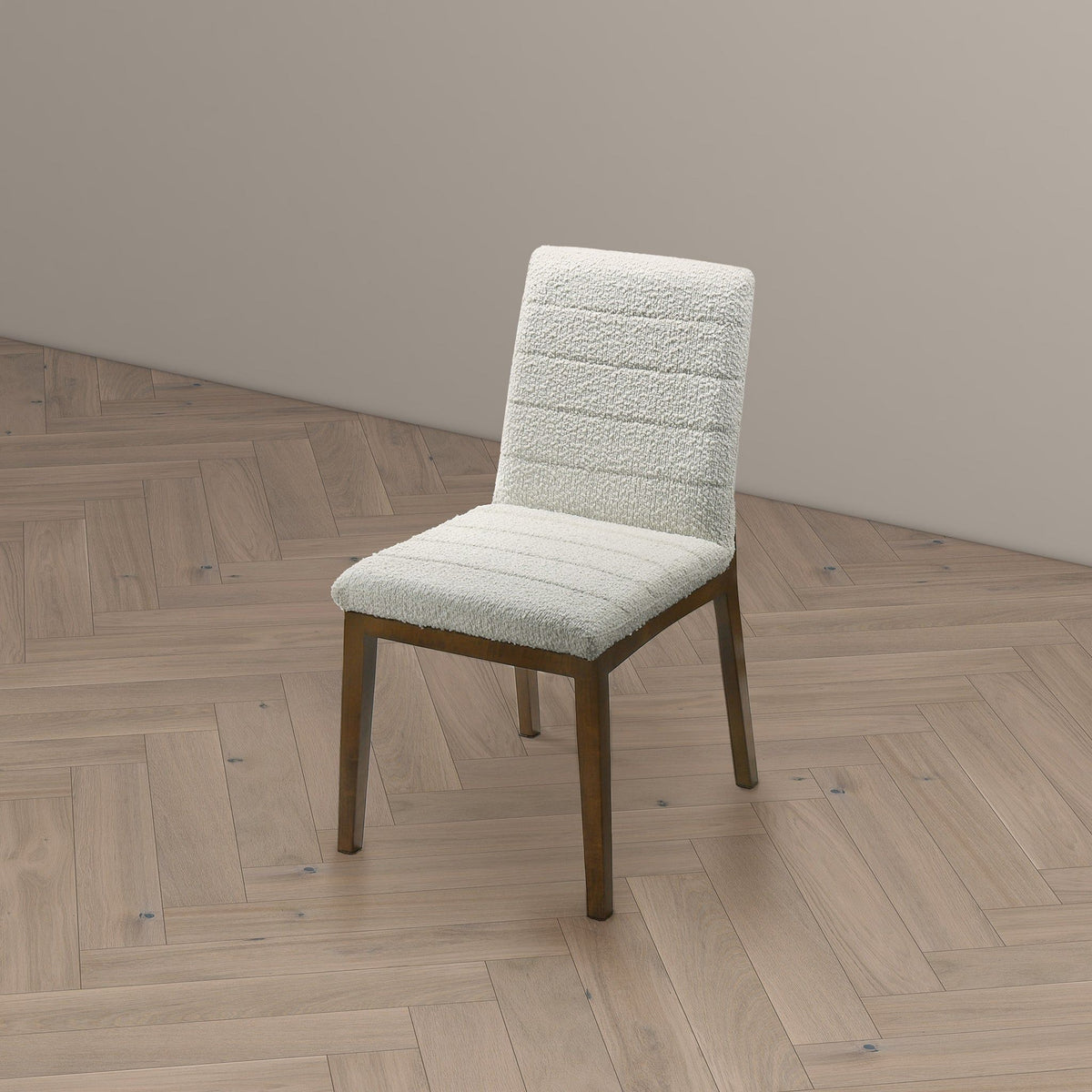Modern dining chair set in white textured fabric with solid wood base, set of 2 on Tampa Home & Garden Store