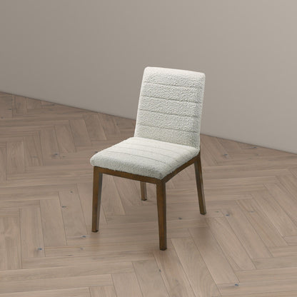 Modern dining chair set in white textured fabric with solid wood base, set of 2 on Tampa Home & Garden Store