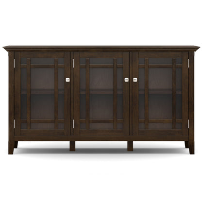 Bedford storage cabinet brown wood with glass panel doors tall display cabinet by HouseOfZazla on Tampa Home & Garden Store