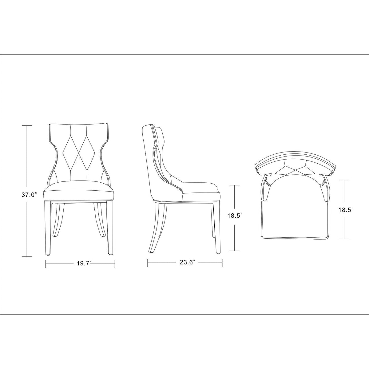Reine dining chair set of 2 with solid wood frame and diamond-back detailing by HouseOfZazla on Tampa Home & Garden Store