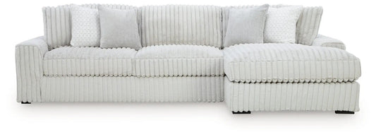 Stupendous Stationary Sectional in light grey corduroy with chaise by Unique Piece Furniture on Tampa Home & Garden Store