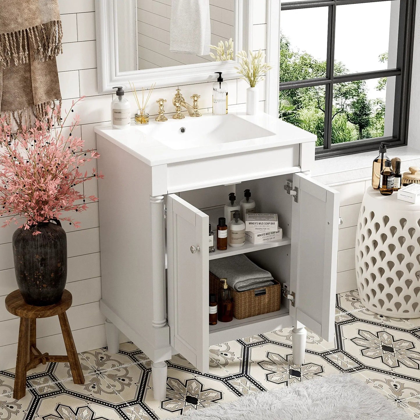 Bathroom Vanity with Top Sink and Dual Storage