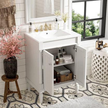 Bathroom Vanity with Top Sink and Dual Storage