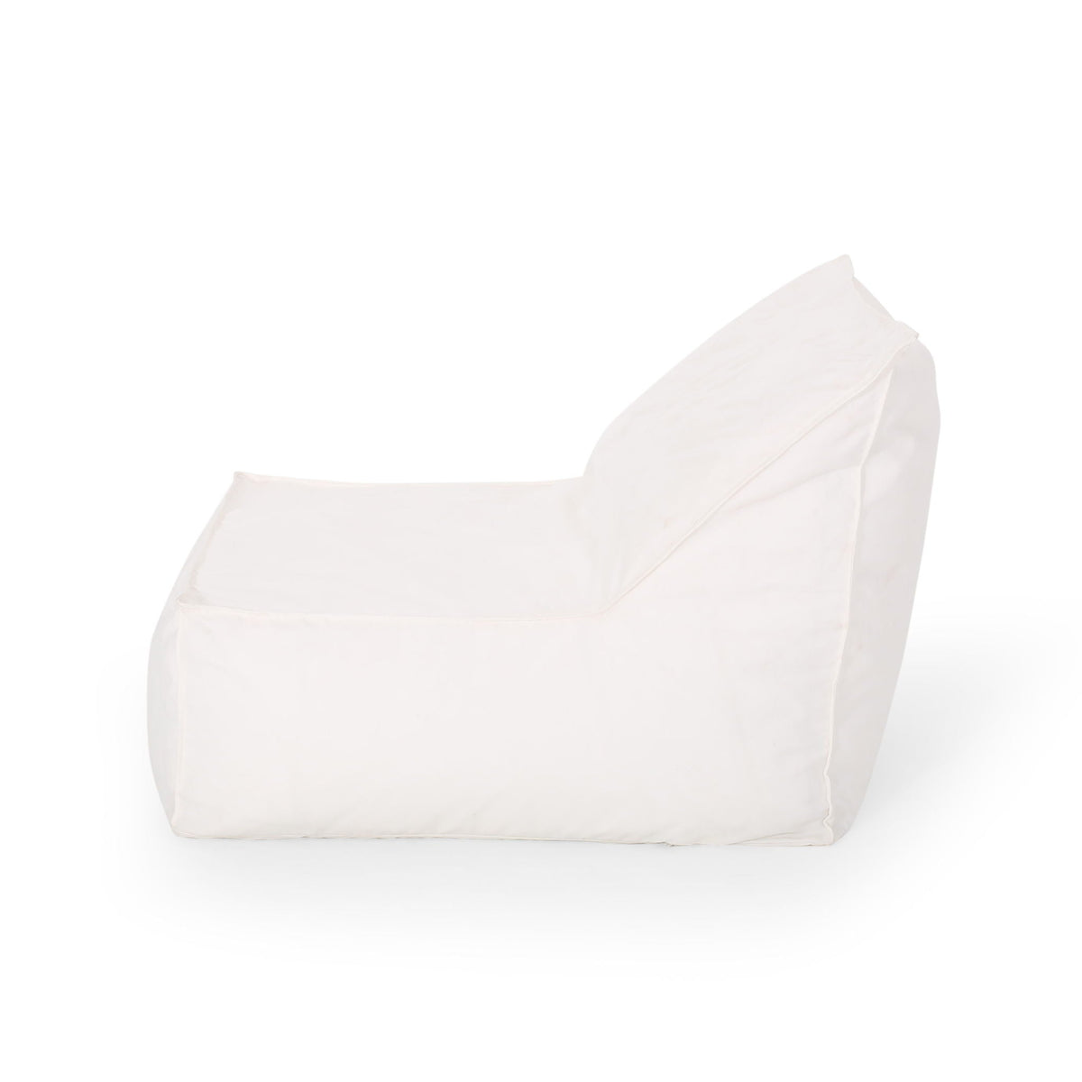 Water resistant fabric bean bag chair with foam filling white fabric cover Ettie on Tampa Home & Garden Store