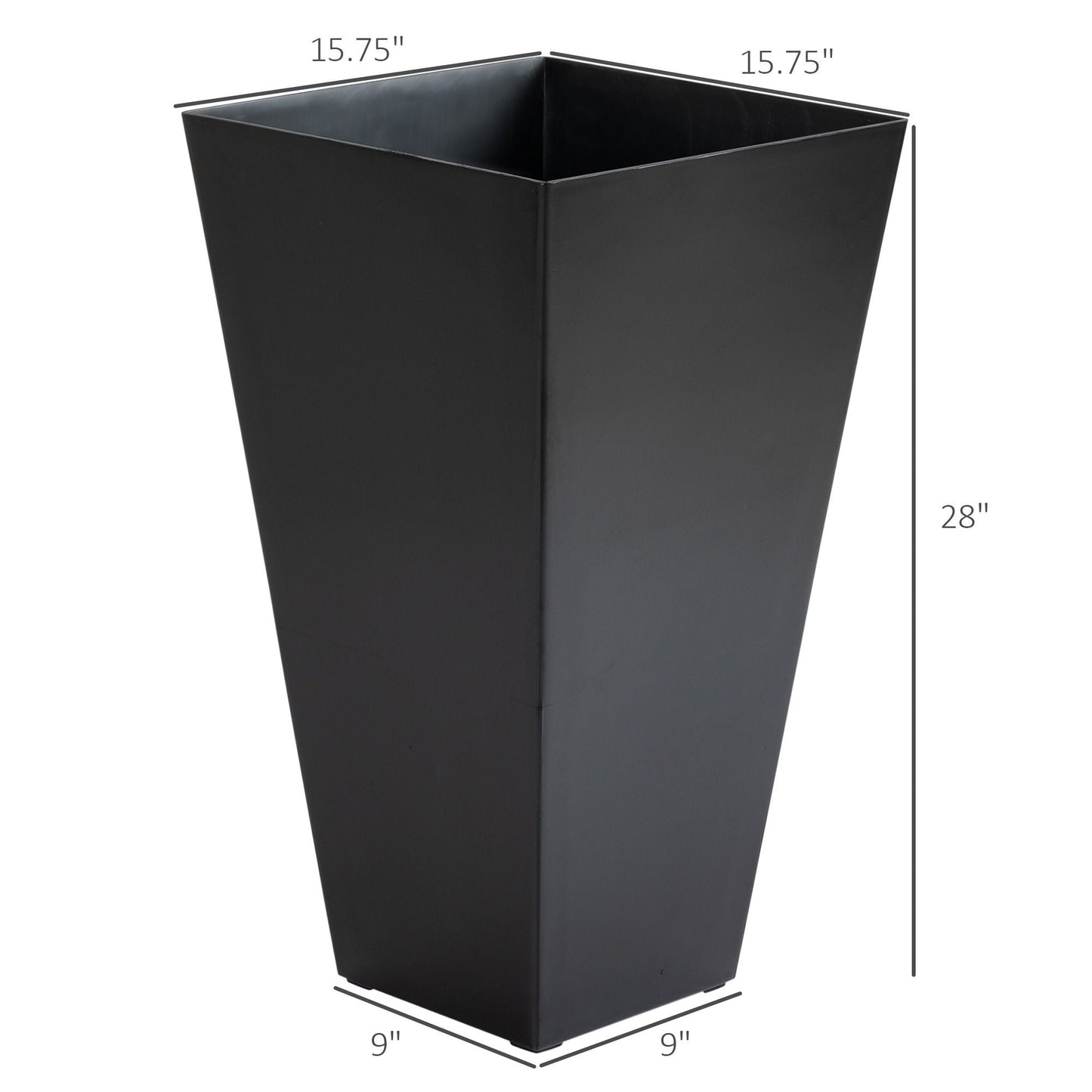 Outsunny large tapered outdoor planter black faux-wood plastic with drainage holes and plug 28in tall on Tampa Home & Garden Store