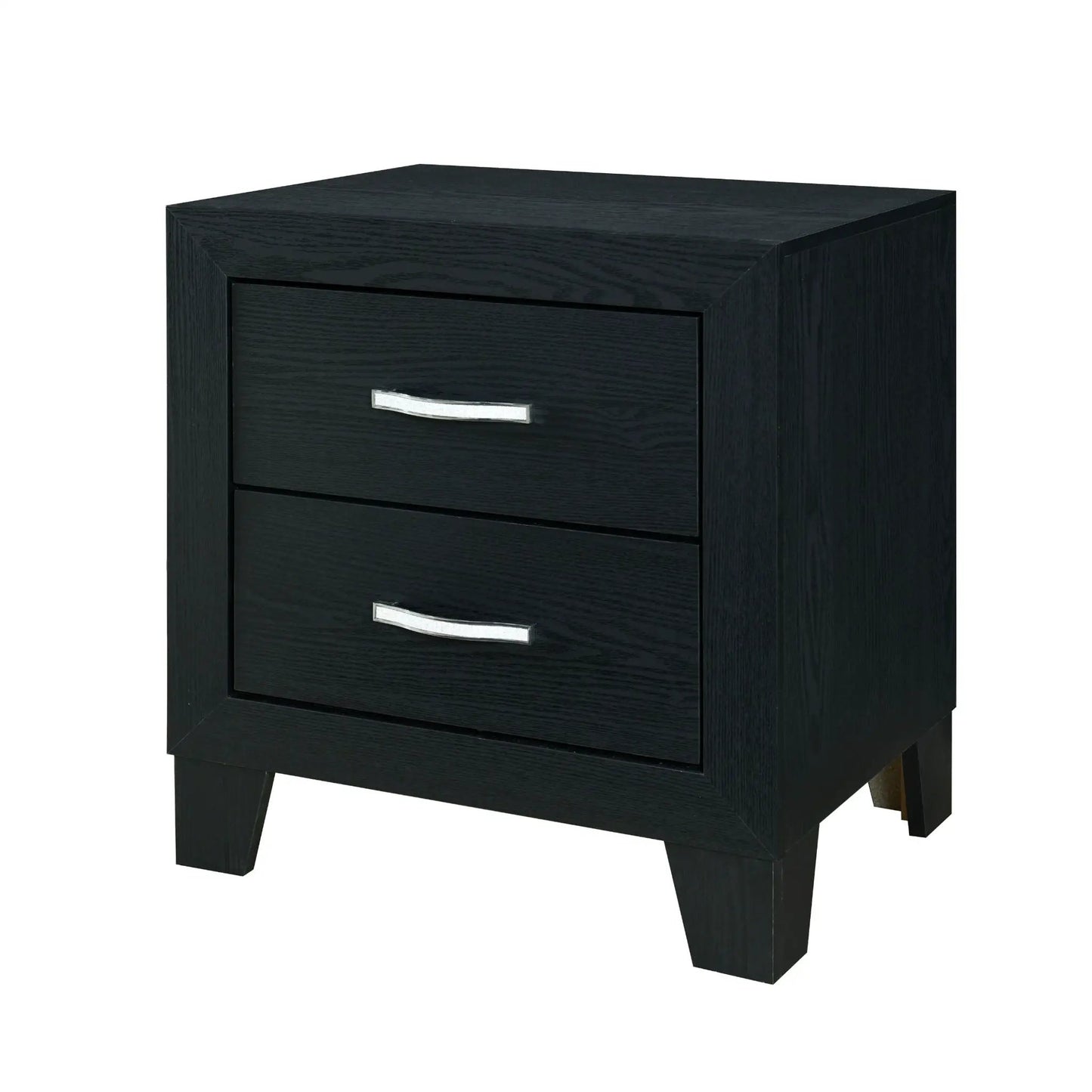 Carlos Nightstand Black Wood Finish With Drawers