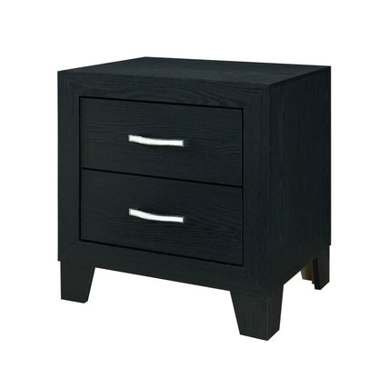 Carlos Nightstand Black Wood Finish With Drawers
