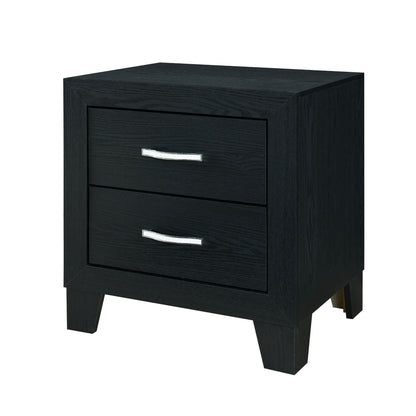 Black modern accent nightstand with 3 storage drawers, silver handles, HouseOfZazla Carlos on Tampa Home & Garden Store