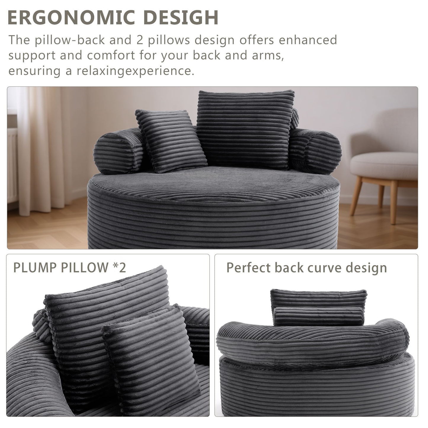 Round Sofa Bed and Pillows for the Living Room