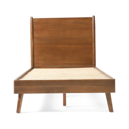 Cohron Solid Wood Platform Twin Bed frame with brown finish by HouseOfZazla on Tampa Home & Garden Store