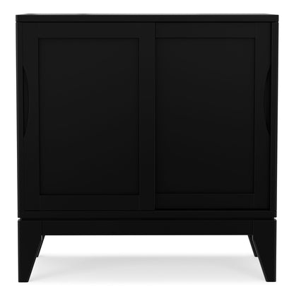 Harper low storage cabinet in black with two-panel doors and slim legs accent table on Tampa Home & Garden Store