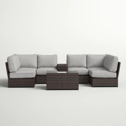 Modular wicker patio seating group with gray cushions 4-piece outdoor set on Tampa Home & Garden Store