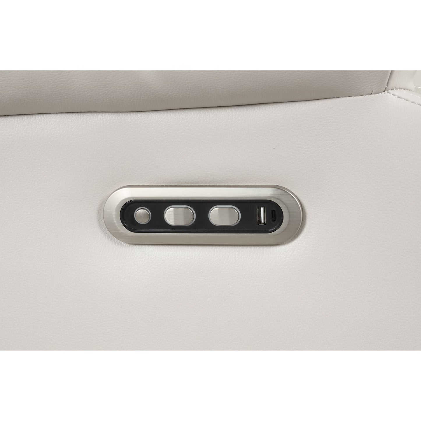 Lacrosse power reclining sectional sofa control panel in beige leather with USB port on Tampa Home & Garden Store
