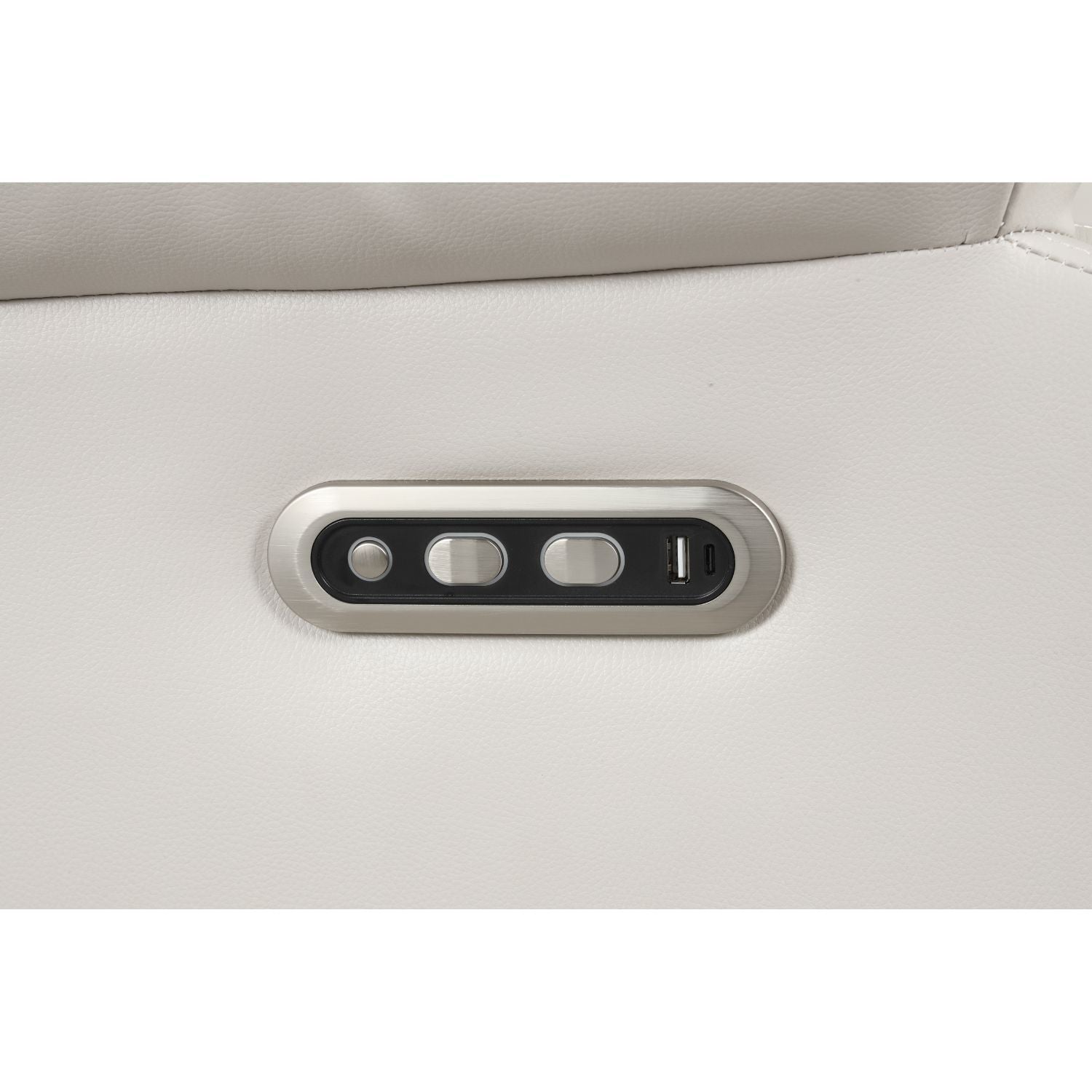 Lacrosse power reclining sectional sofa control panel in beige leather with USB port on Tampa Home & Garden Store
