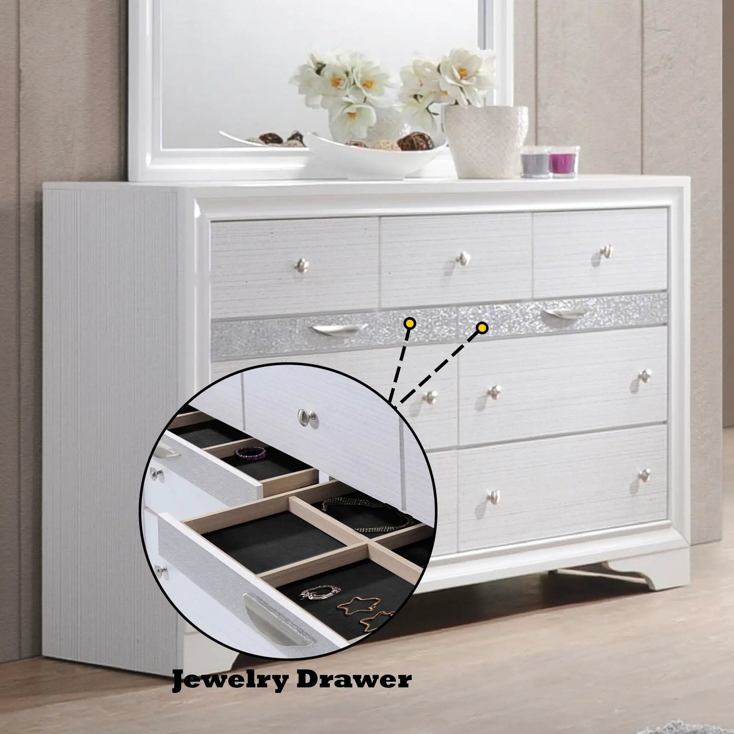 Naima Versatile Dresser with Jewelry Drawer