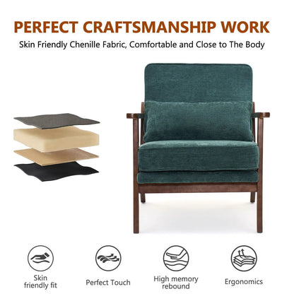 Living Room Chair with Lumbar Pillow Mid Century
