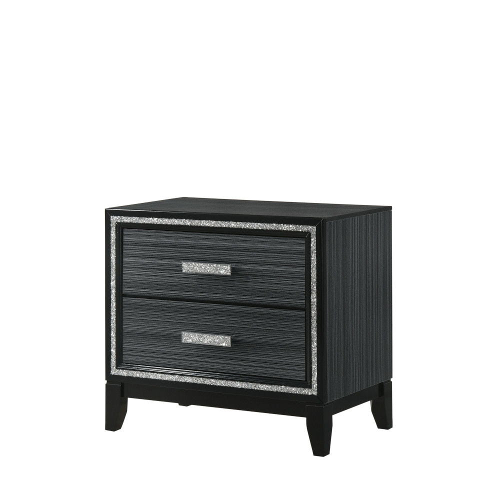 Haiden Weathered Nightstand with Silver Trim