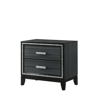 Haiden Weathered Nightstand with Silver Trim