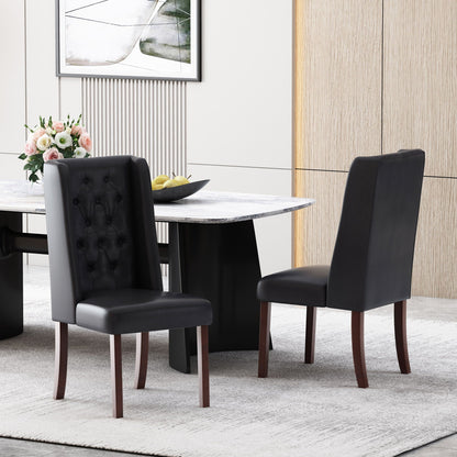 Sophisticated tufted dining chairs with high backs, set of 2 in black upholstery on Tampa Home & Garden Store
