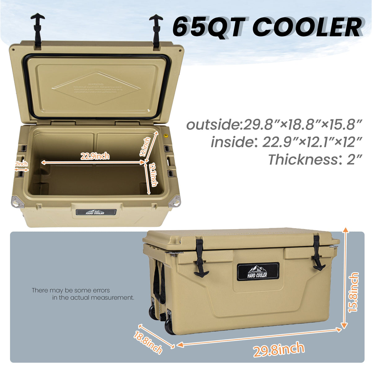 Khaki 65QT Ice Cooler Box heavy-duty design HouseOfZazla on Tampa Home & Garden Store