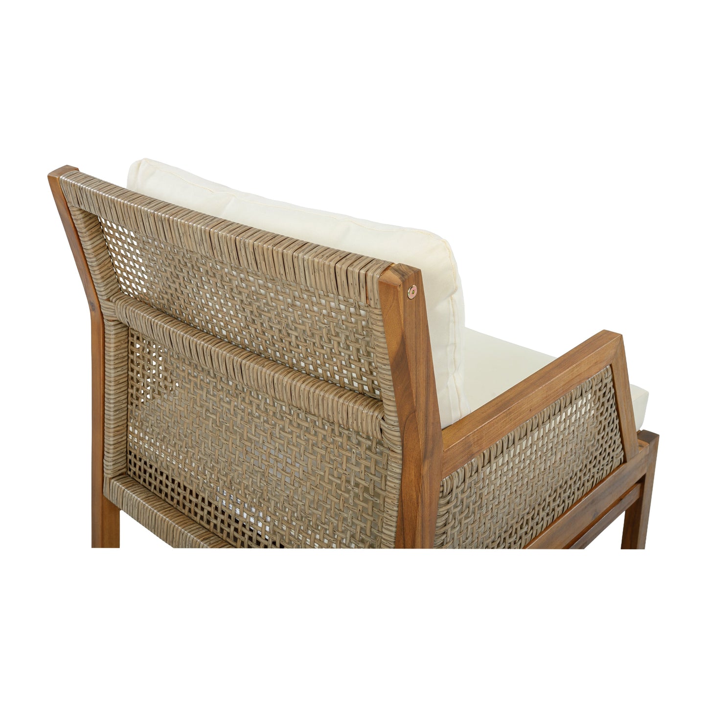 Solid Acacia Wood Patio Club Chair and Wicker
