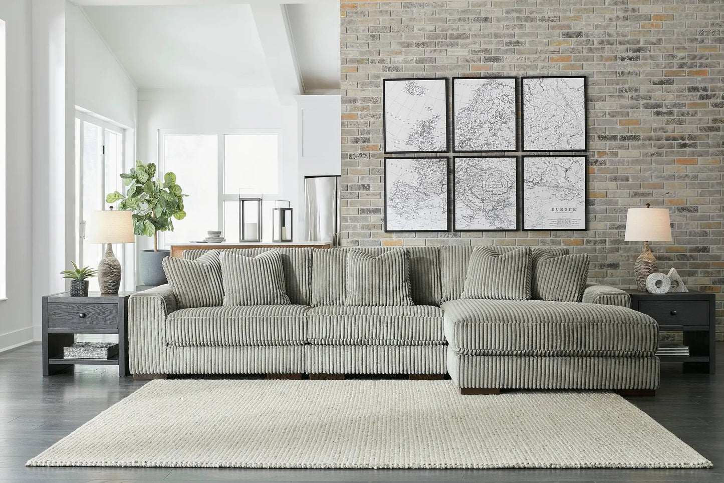 Lindyn Sectional Sofa with Cord Upholstery